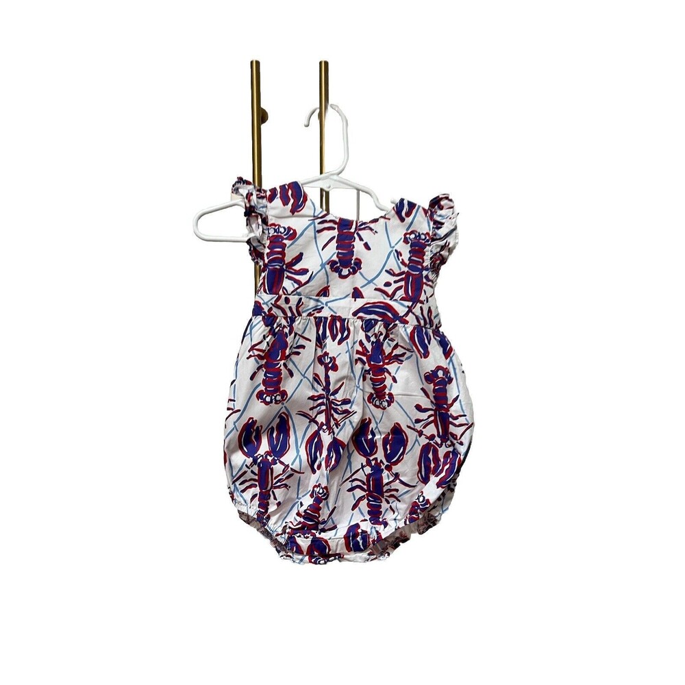 CPC Classic Prep Beatric Bubble Romper Lobster Print Girl's 12-18 Mths Coastal